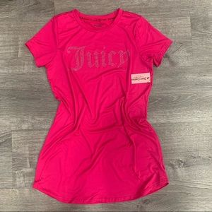 *NWT Juicy Couture Hot Pink Rhinestone Embellished Logo Sleepwear Dress Shirt